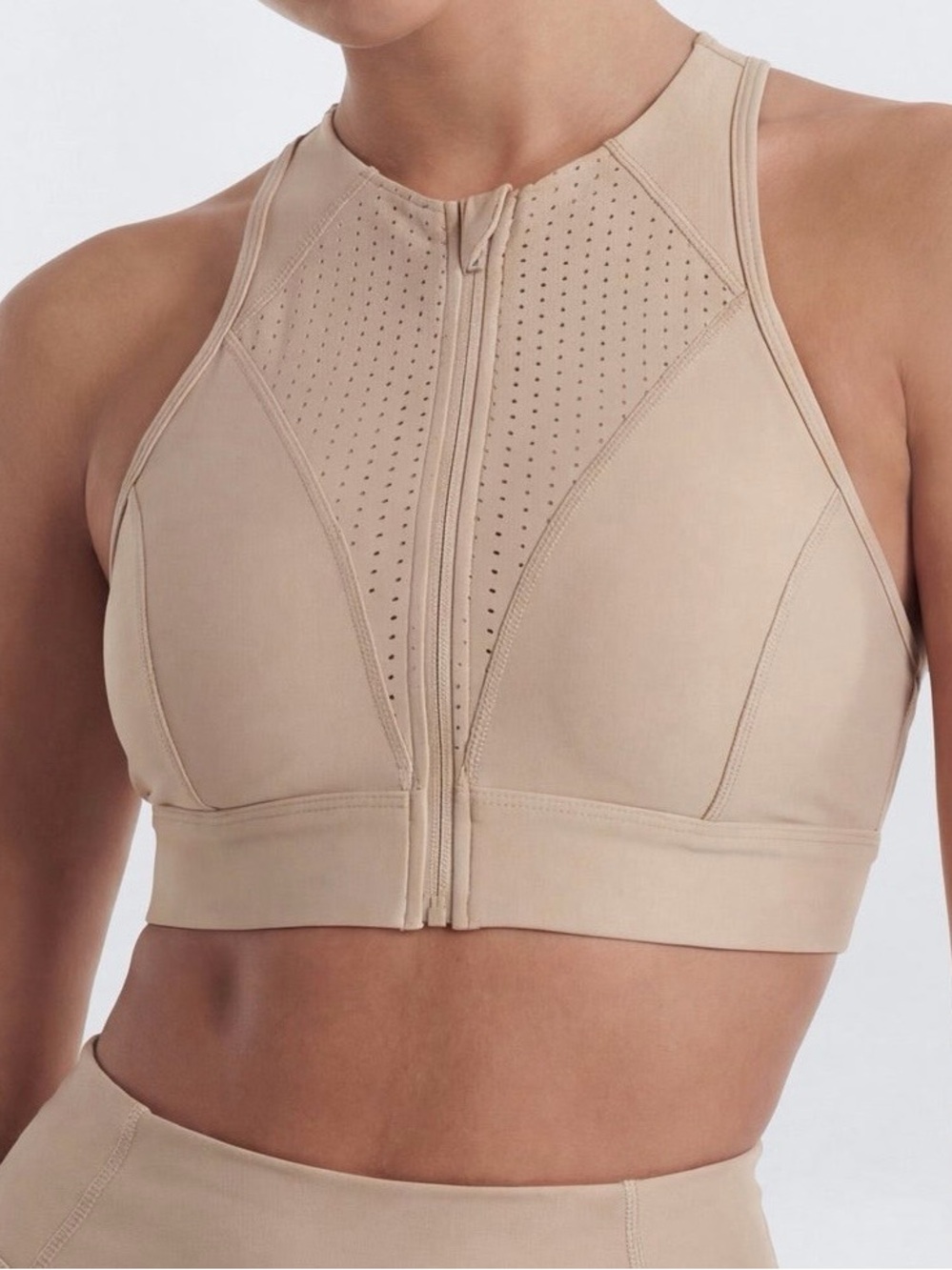 Nova Airsculpt Front Zip Sports Bra - Beige Never Worn